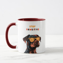 Stay Pawsitive Mug – Cool Dog with Sunglasses Illu Tasse
