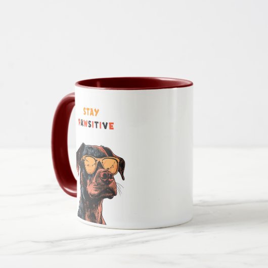 Stay Pawsitive Mug – Cool Dog with Sunglasses Illu Tasse (Vorderseite Links)