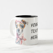 Stay Pawsitive – Quirky Pup Edition Zweifarbige Tasse (Vorderseite Links)