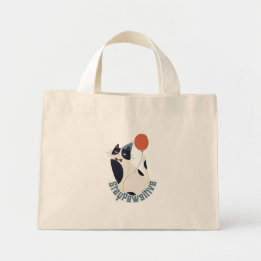 Stay Pawsitive Tuxedo Cat Birthday Party Tiny Tote Mini Stoffbeutel