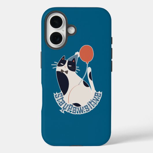 Stay Pawsitive Tuxedo Cat Midnight Blue Case-Mate iPhone Hülle (Rückseite)