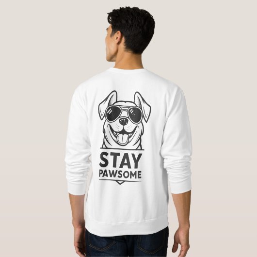 Stay Pawsome – Cool Dog with Sunglasses Funny Sweatshirt (Schwarz voll)