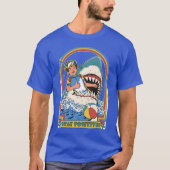 Stay Positive – Funny Retro Diver in Shark’s Mouth T-Shirt (Vorderseite)