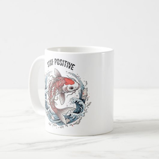 Stay Positive - Japanese Koi Fish Kaffeetasse (Vorderseite Links)