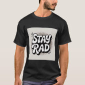 STAY RAD Retro Groovy Bubble Text Sunburst Graphic T-Shirt (Vorderseite)