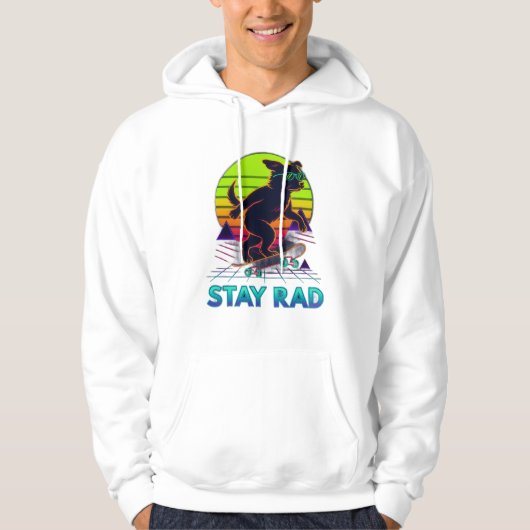 Stay Rad Retro Skate Dog Design Hoodie (Vorderseite)