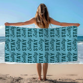 Stay Salty - Coastal Teal Ocean Blue Graphic Print Strandtuch