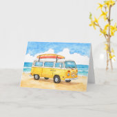 Stay Salty Surfer Van Beach Greeting Card Karte (Gelbe Blume)