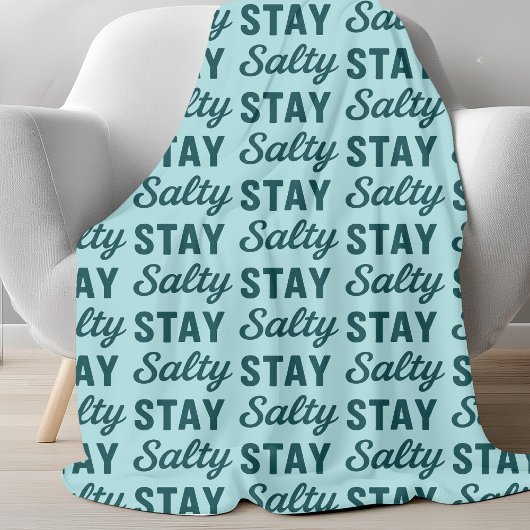 Stay Salty Teal Sea Glass Blue Beach Decor Graphic Fleecedecke