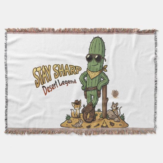 Stay Sharp Desert Legend Cowboy Cactus Illustratio Decke (Vorderseite)