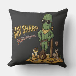 Stay Sharp Desert Legend Cowboy Cactus Illustratio Kissen