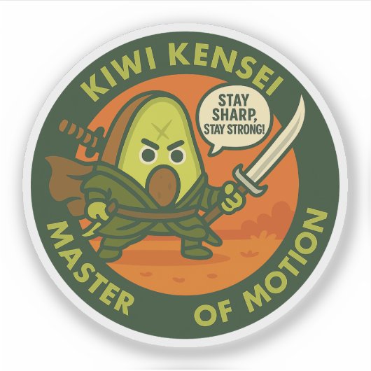 Stay Sharp Stay Strong Samurai Kiwi Aufkleber (Vorderseite)