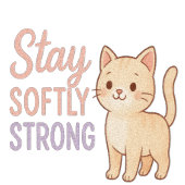 Stay Softly Strong Pastel Cat T-Shirt for Girls