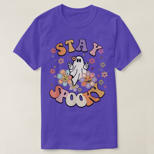 Stay Spooky Cute Floral Ghost Halloween T-Shirt (Design vorne)