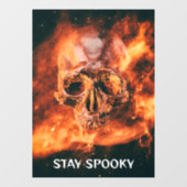 Stay Spooky. Flaming skull in space Fensteraufkleber (Blatt)