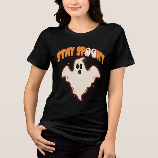 Stay Spooky Ghost Halloween Cute Retro Boo  Tri-Blend Shirt (Vorderseite)