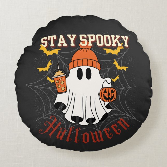 Stay Spooky Ghost Halloween  Rundes Kissen (Vorderseite)