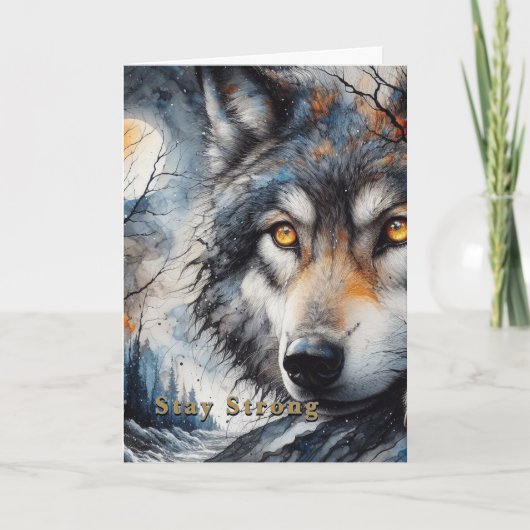 Stay Strong Christian Wolf Card | Editable Karte (Vorderseite)