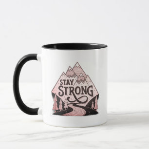 Stay Strong Mountain Hoodie – Minimale geometrisch Tasse