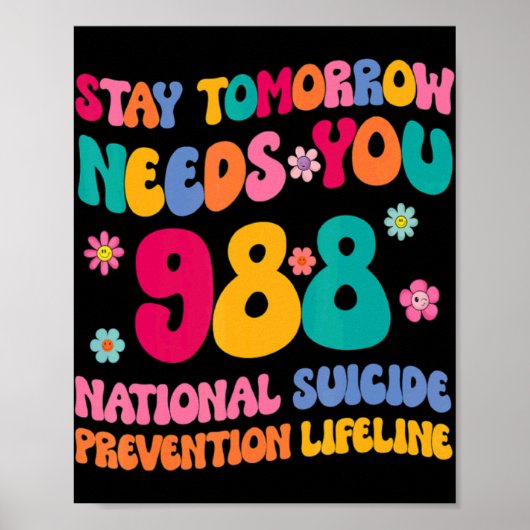 Stay Tomorrow Needs You 988 Mental Health Awarenes Poster (Vorne)