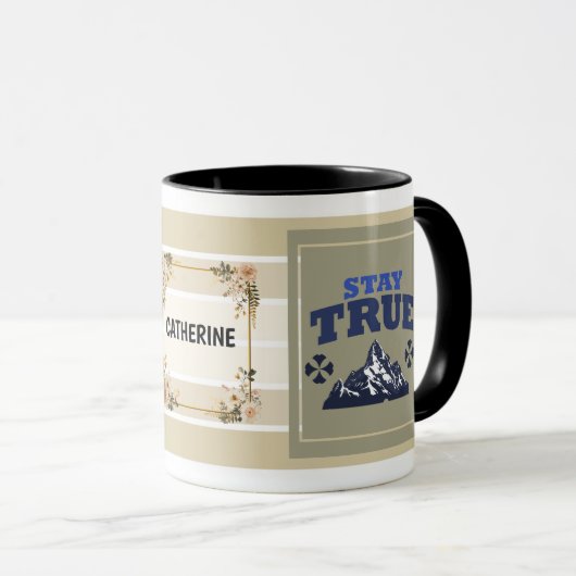Stay True Personalized Mountain Mug – Floral Adven Tasse (VorderseiteRechts)