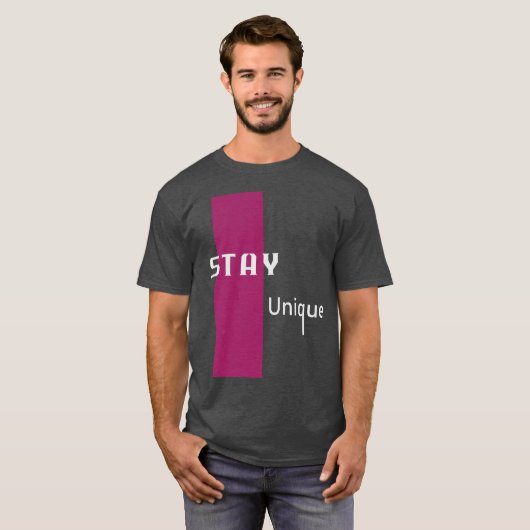 Stay Unique Modern Graphic Art with Bold Pink T-Shirt (Vorne ganz)