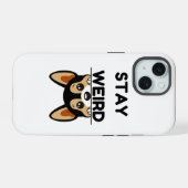 Stay Weird Funny Boston Terrier Cartoon Dog iPhone 15 Hülle (Rückseite (Horizontal))