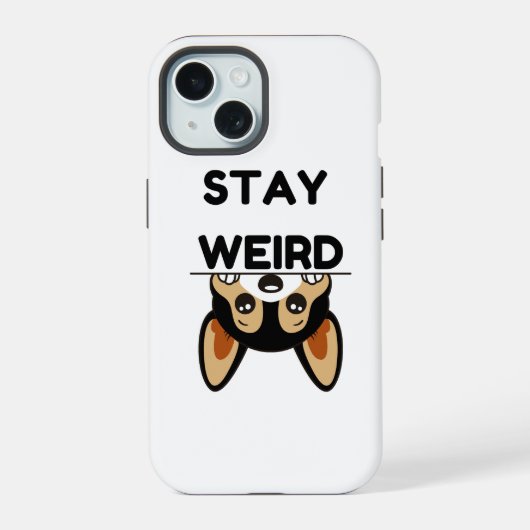 Stay Weird Funny Boston Terrier Cartoon Dog iPhone 15 Hülle (Rückseite)