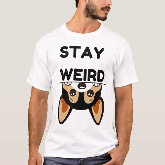 Stay Weird Funny Boston Terrier Cartoon Dog T-Shirt (Vorderseite)