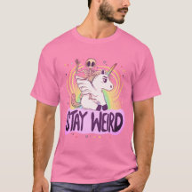 Stay Weird - Skeleton Rides a Unicorn into the Sur
