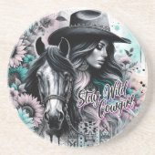 Stay wild cowgirl western  getränkeuntersetzer (Vorne)