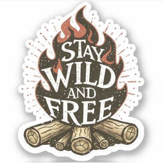 Stay Wild & Free Fire Pit Sticker | Die-Cut (Vorderseite)