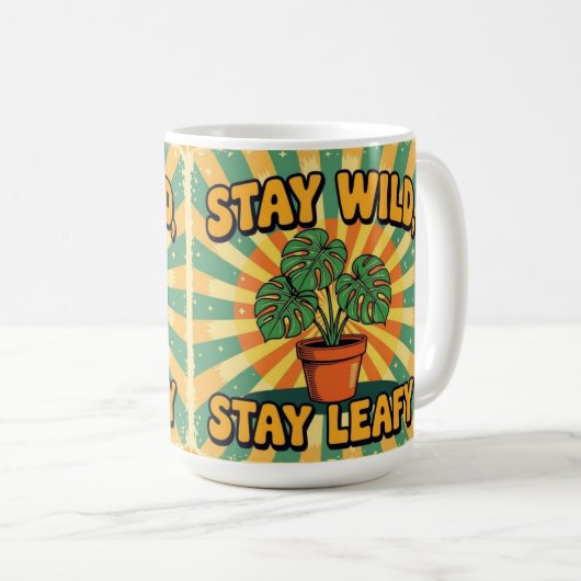 Stay wild leafy cute botanical Coffee Mug Kaffeetasse (VorderseiteRechts)