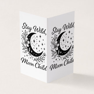 Stay Wild, Moon Child Black & White Celestial Flor Visitenkarten