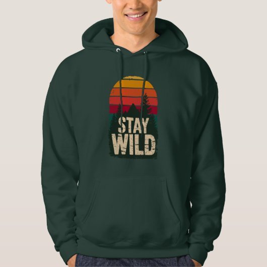 Stay Wild Vintage Sunset Mountain Hoodie (Vorderseite)