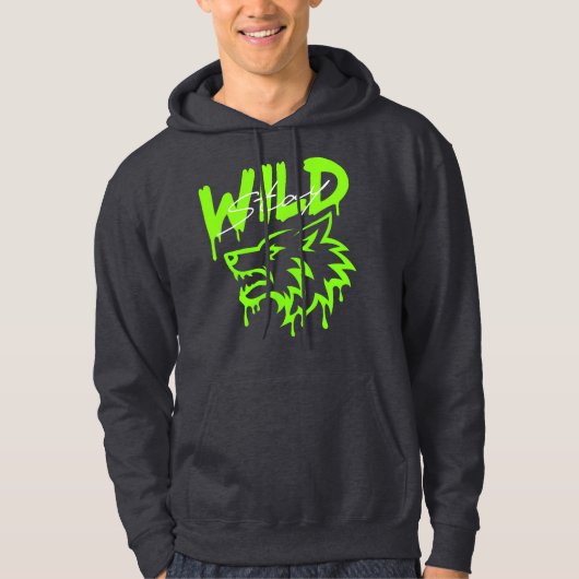 Stay Wild Wolf - Bold Urban Street Art Graphic Hoodie (Vorderseite)