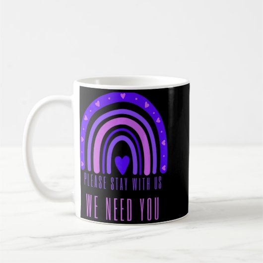 Stay With Us Rainbow 988 Suicide Prevention  Kaffeetasse (Links)