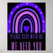 Stay With Us Rainbow 988 Suicide Prevention Poster (Vorne)