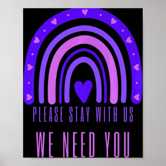 Stay With Us Rainbow 988 Suicide Prevention Poster (Vorne)