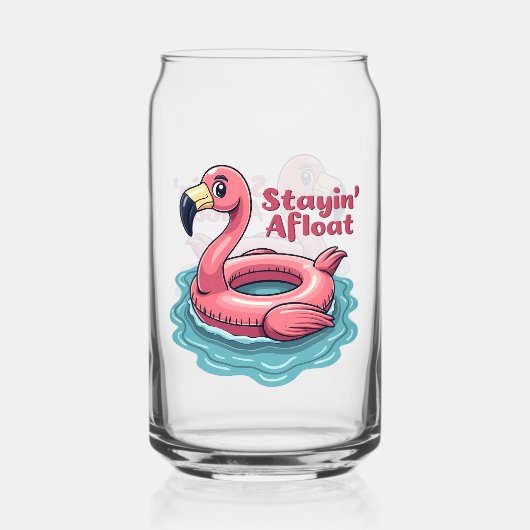 Stayin’ Afloat Funny Flamingo Pool Float Retro Dosenglas (Vorderseite)