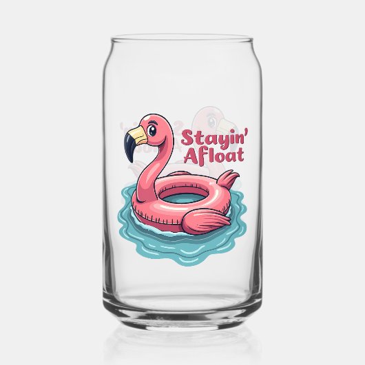 Stayin’ Afloat Funny Flamingo Pool Float Retro Dosenglas (Rückseite)