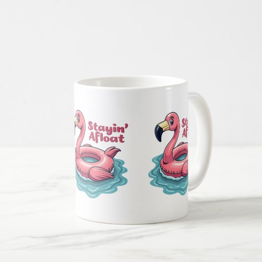 Stayin’ Afloat Funny Flamingo Pool Float Retro Kaffeetasse (VorderseiteRechts)