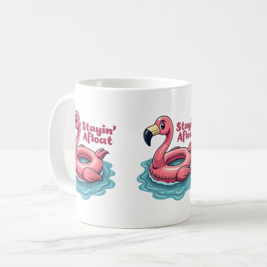 Stayin’ Afloat Funny Flamingo Pool Float Retro Kaffeetasse (Vorderseite Links)