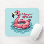 Stayin’ Afloat Funny Flamingo Pool Float Retro Mousepad (Mit Mouse)