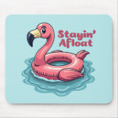 Stayin’ Afloat Funny Flamingo Pool Float Retro Mousepad (Vorne)