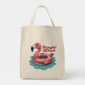 Stayin’ Afloat Funny Flamingo Pool Float Retro Tragetasche (Rückseite)