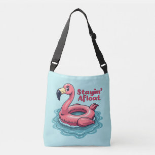 Stayin’ Afloat Funny Flamingo Pool Float Retro Tragetaschen Mit Langen Trägern