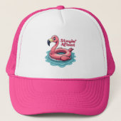 Stayin’ Afloat Funny Flamingo Pool Float Retro Truckerkappe (Vorderseite)