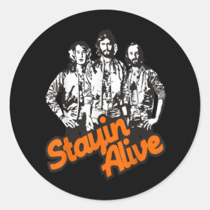 Stayin Alive Bee Gees Band Runder Aufkleber