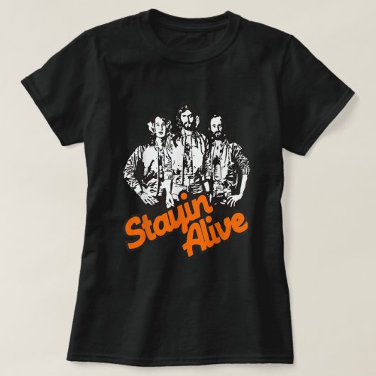 Stayin Alive Bee Gees Band T-Shirt (Design vorne)